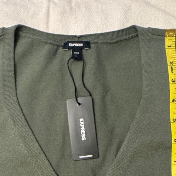 Express Olive V-Neck Tank Top L - Picture 3 of 5